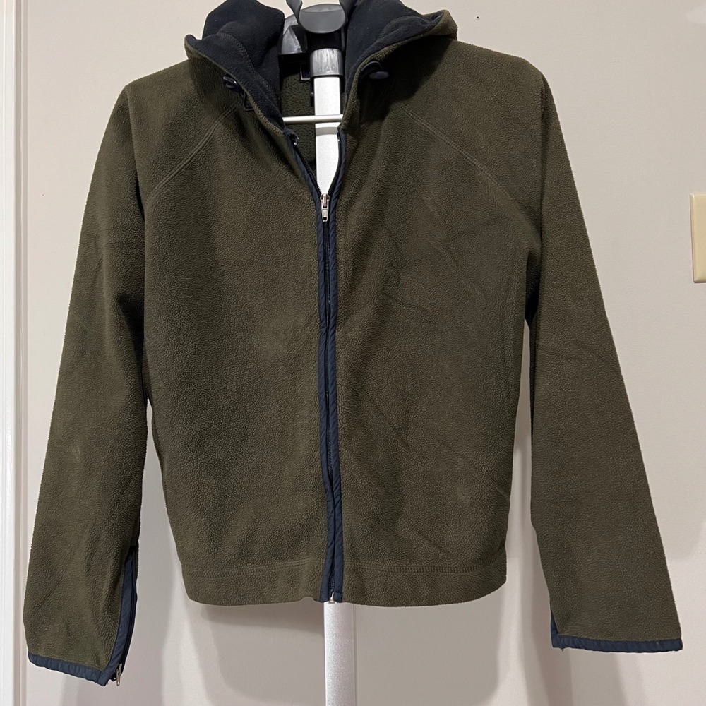G.H. Bass & Co Womens Small Olive Green Full Zip Fleece Hoodie Jacket